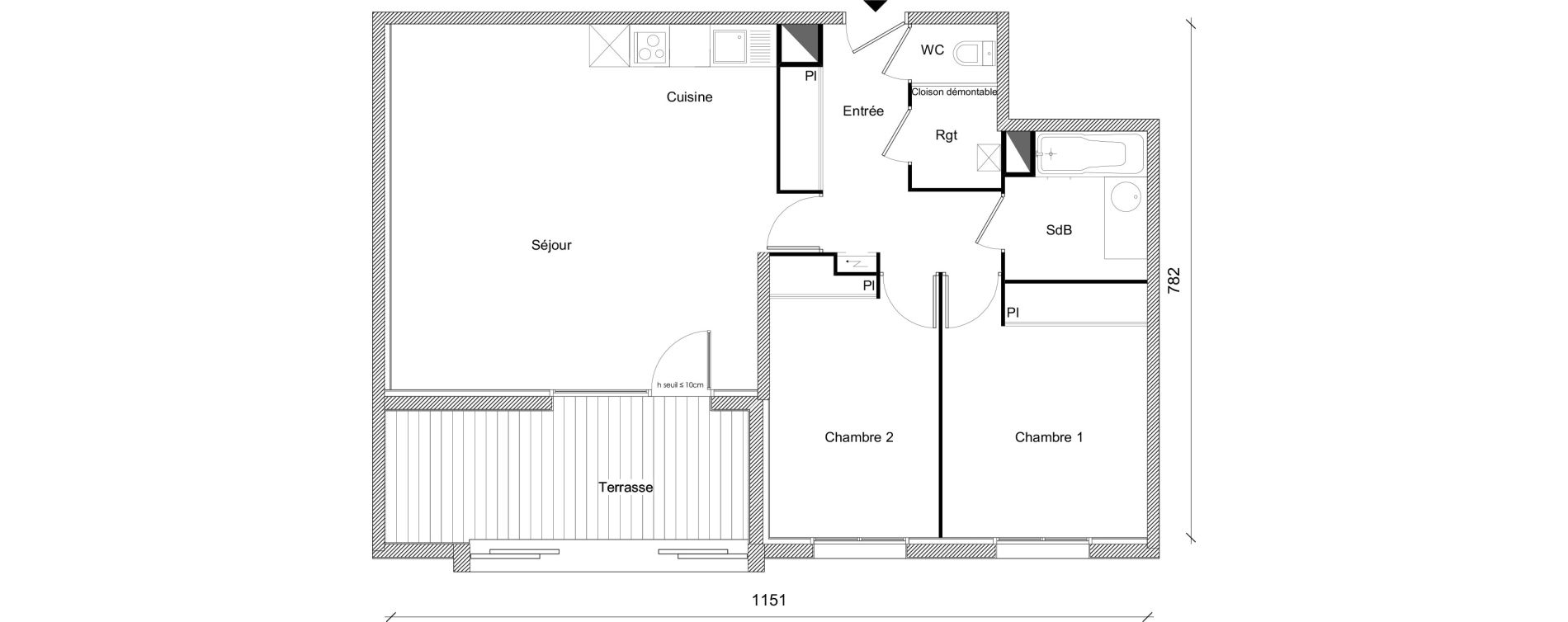 Appartement T3 de 70,86 m2 &agrave; Plaisance-Du-Touch Centre