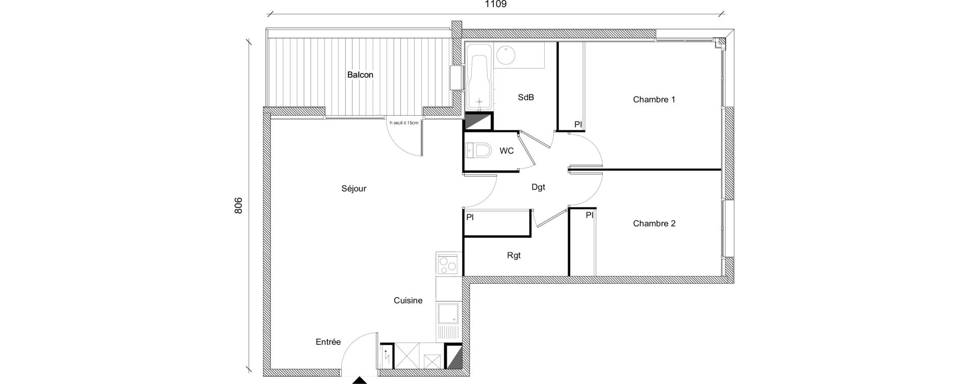 Appartement T3 de 63,51 m2 &agrave; Plaisance-Du-Touch Centre