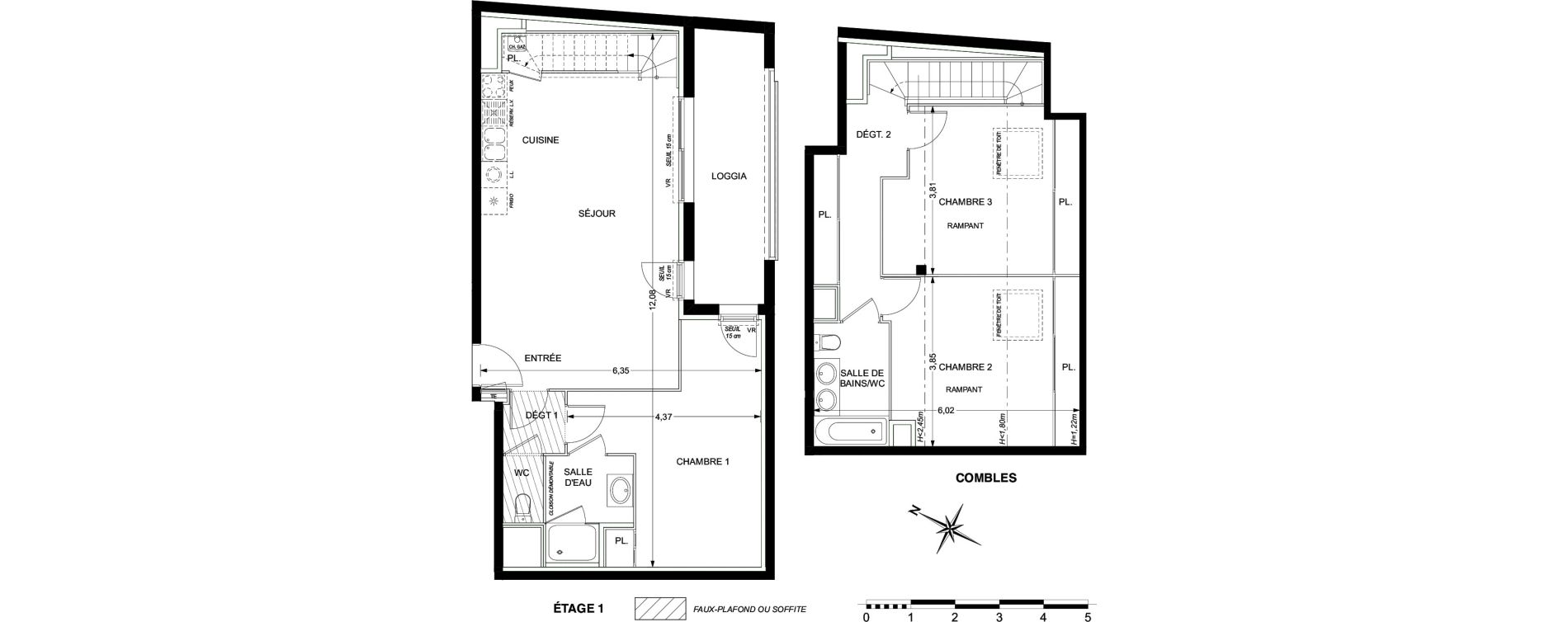 Duplex T4 de 89,14 m2 &agrave; Plaisance-Du-Touch Pyr&eacute;n&eacute;es - rivi&egrave;re