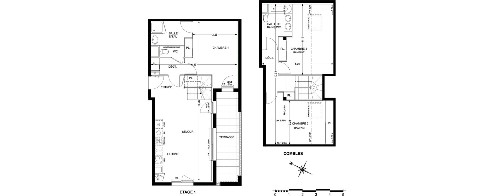 Duplex T4 de 87,84 m2 &agrave; Plaisance-Du-Touch Pyr&eacute;n&eacute;es - rivi&egrave;re