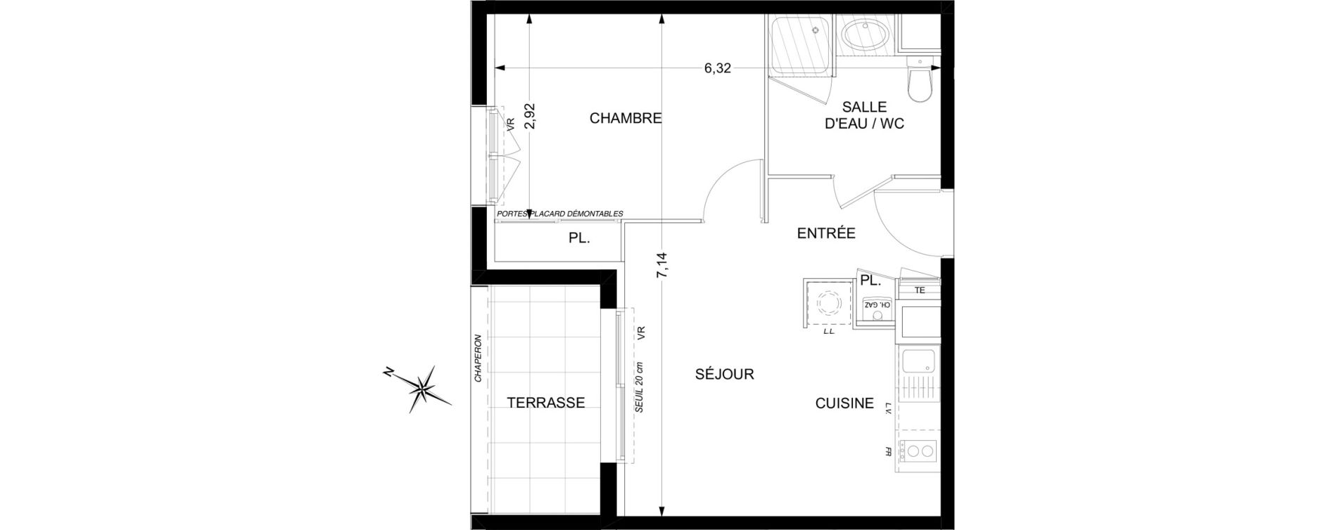 Appartement T2 de 36,76 m2 &agrave; Plaisance-Du-Touch Pyr&eacute;n&eacute;es - rivi&egrave;re