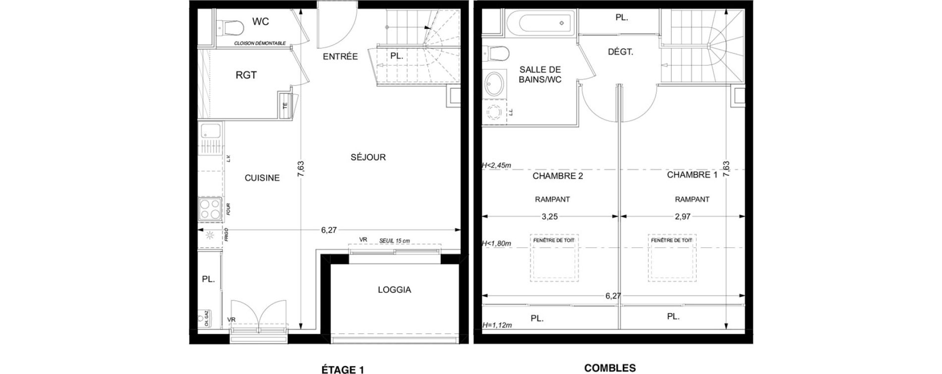 Duplex T3 de 68,15 m2 &agrave; Plaisance-Du-Touch Pyr&eacute;n&eacute;es - rivi&egrave;re