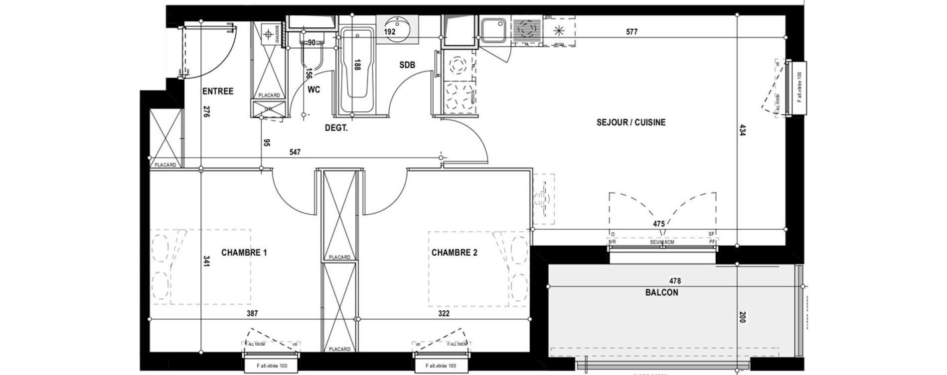 Appartement T3 de 62,60 m2 &agrave; Pompertuzat Centre