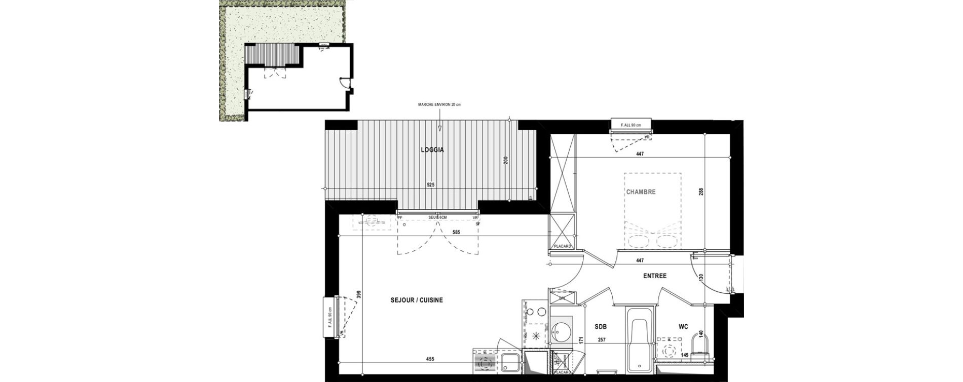 Appartement T2 de 44,90 m2 &agrave; Pompertuzat Centre