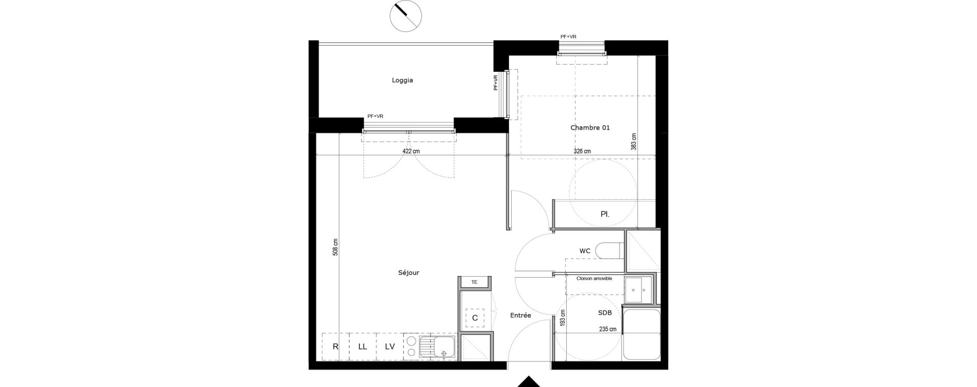 Appartement T2 de 41,83 m2 &agrave; Portet-Sur-Garonne Centre