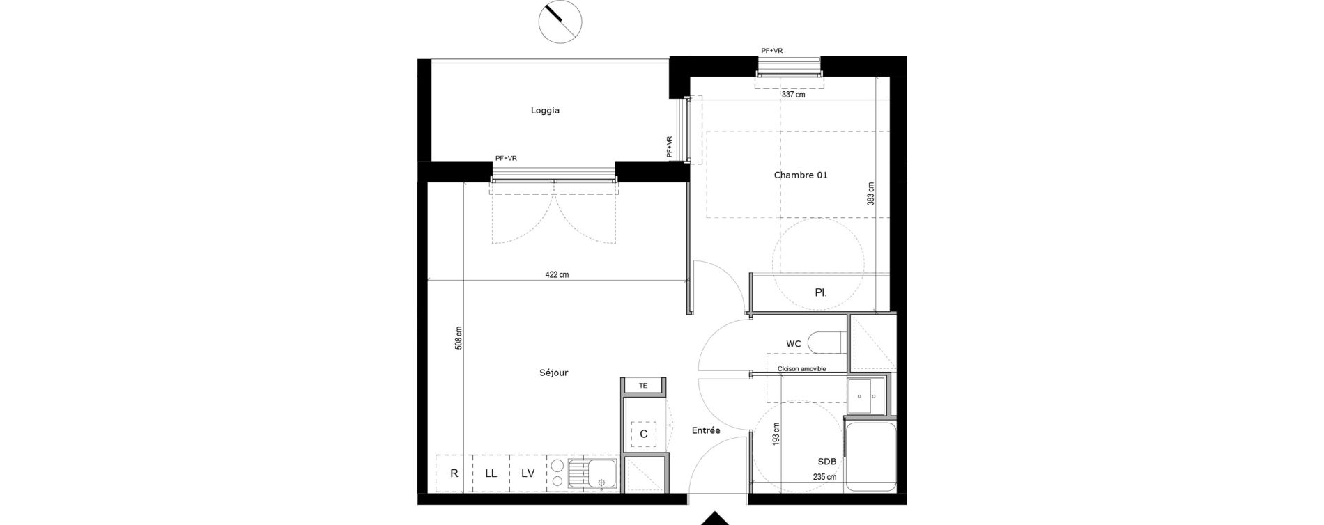 Appartement T2 de 41,83 m2 &agrave; Portet-Sur-Garonne Centre