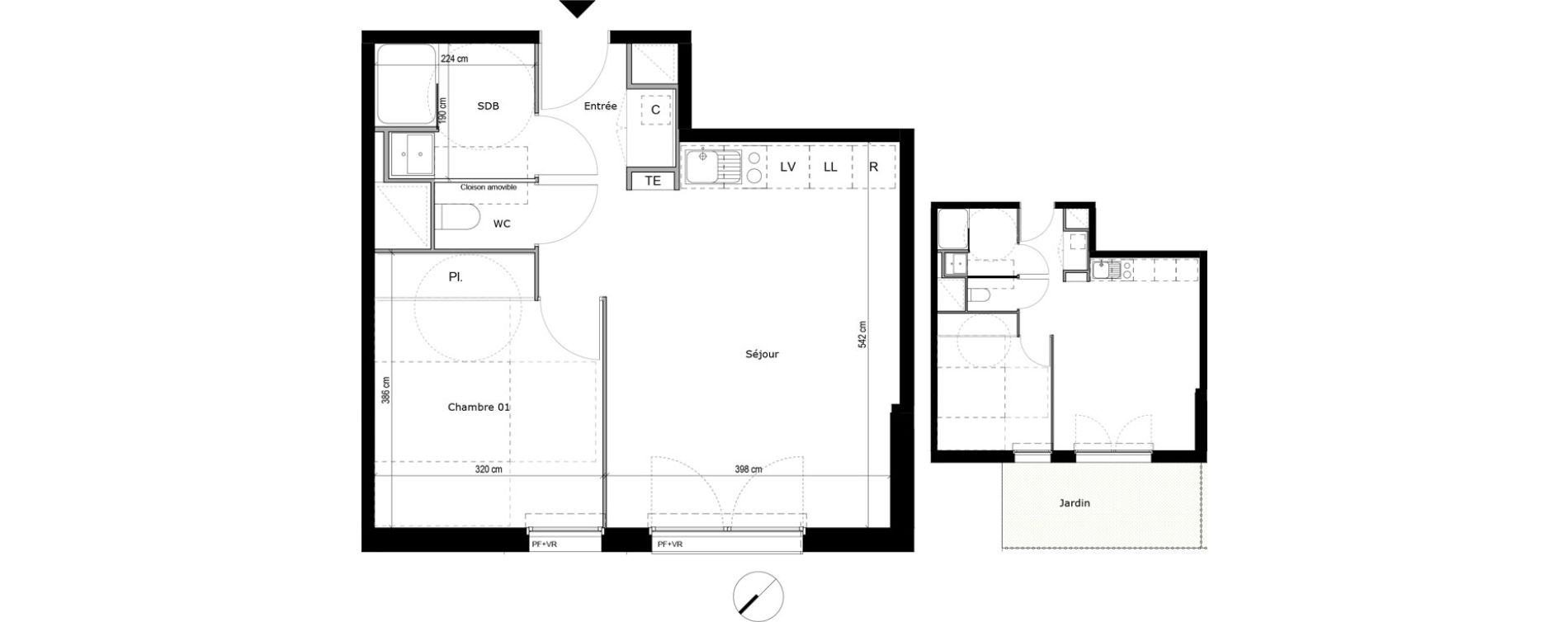 Appartement T2 de 43,23 m2 &agrave; Portet-Sur-Garonne Centre