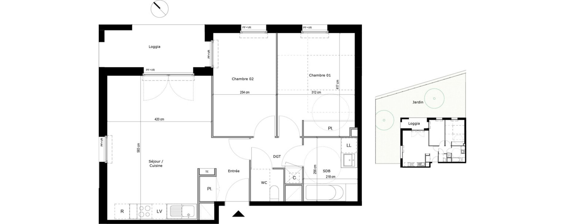 Appartement T3 de 61,51 m2 &agrave; Portet-Sur-Garonne Centre