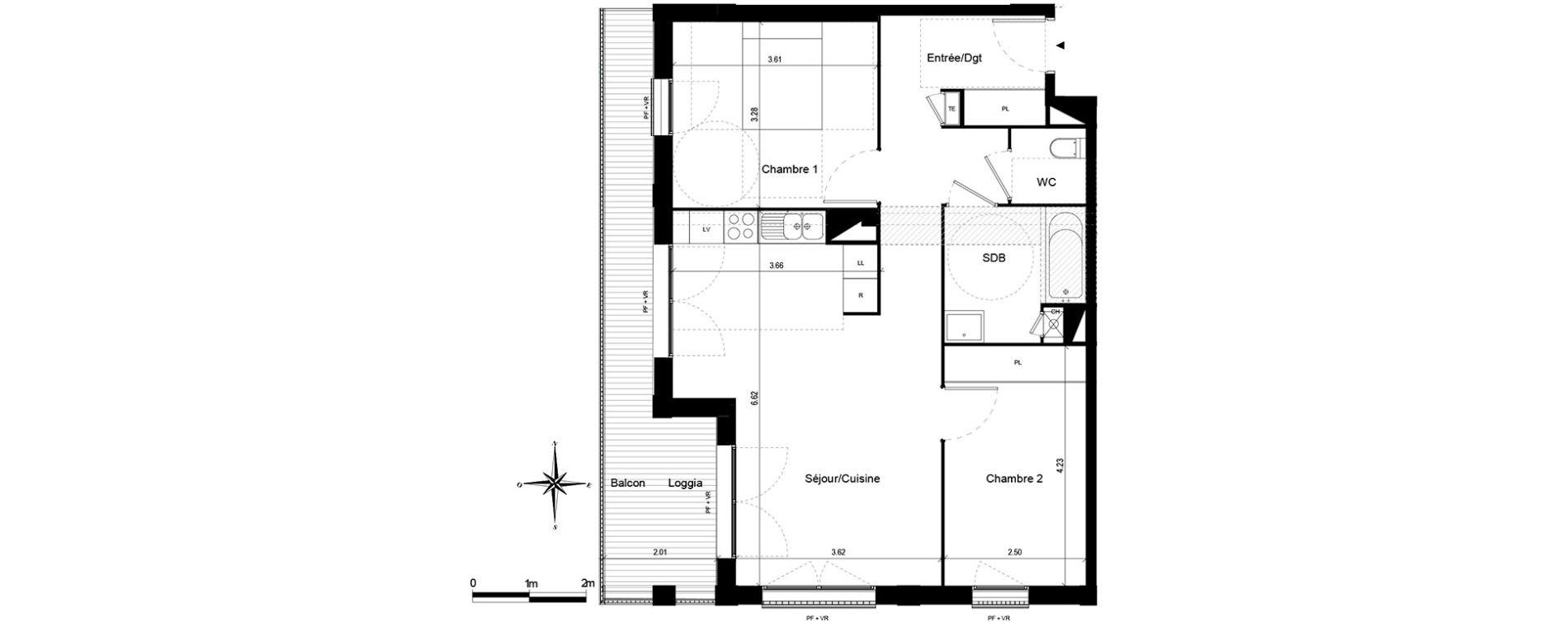 Appartement T3 de 65,29 m2 &agrave; Quint-Fonsegrives Centre