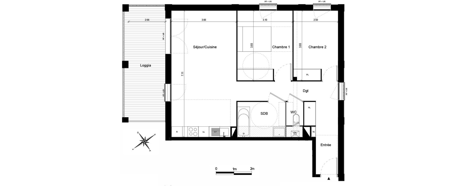 Appartement T3 de 67,34 m2 &agrave; Quint-Fonsegrives Centre