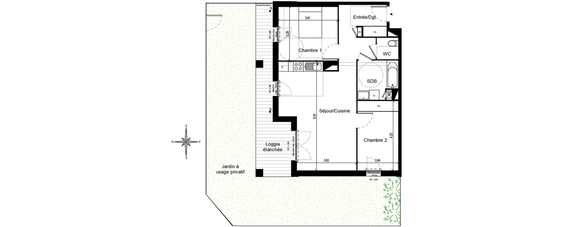 Appartement T3 de 65,33 m2 &agrave; Quint-Fonsegrives Centre