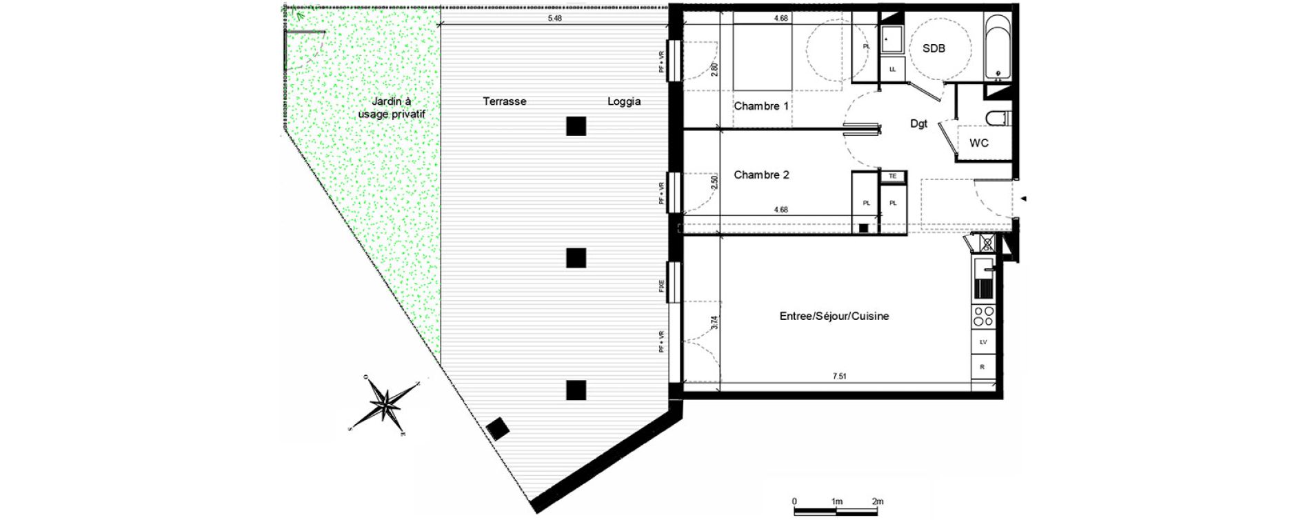 Appartement T3 de 68,95 m2 &agrave; Quint-Fonsegrives Centre