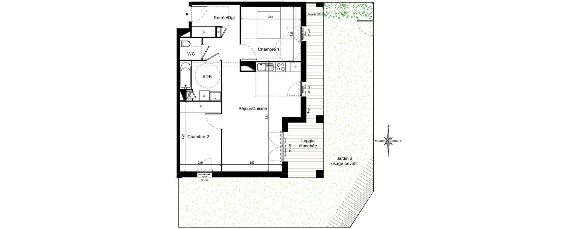 Appartement T3 de 65,33 m2 &agrave; Quint-Fonsegrives Centre