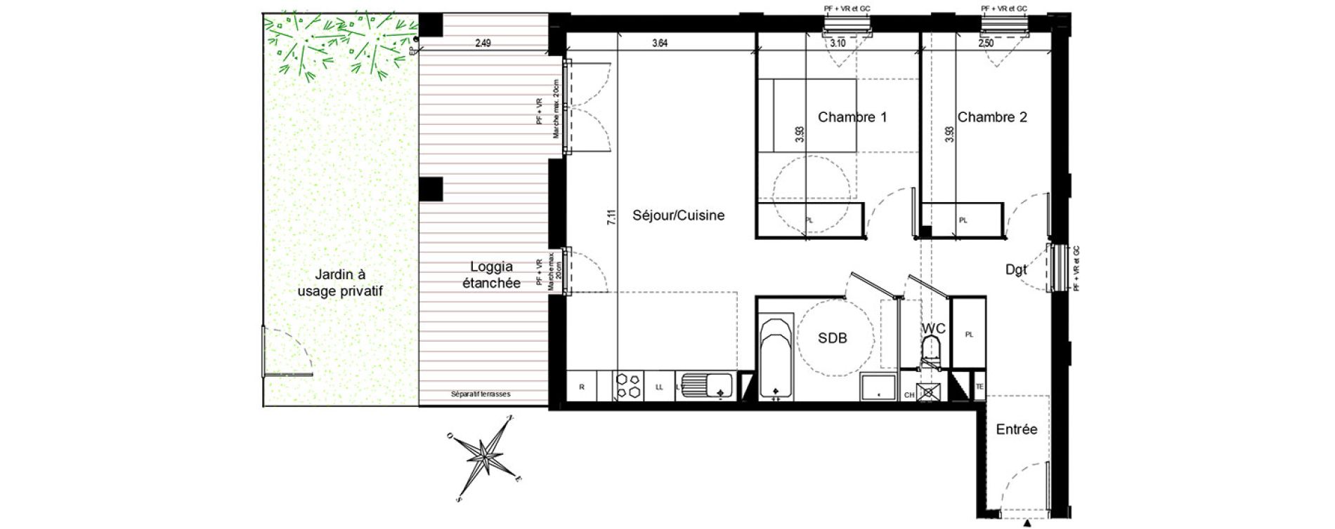 Appartement T3 de 67,20 m2 &agrave; Quint-Fonsegrives Centre