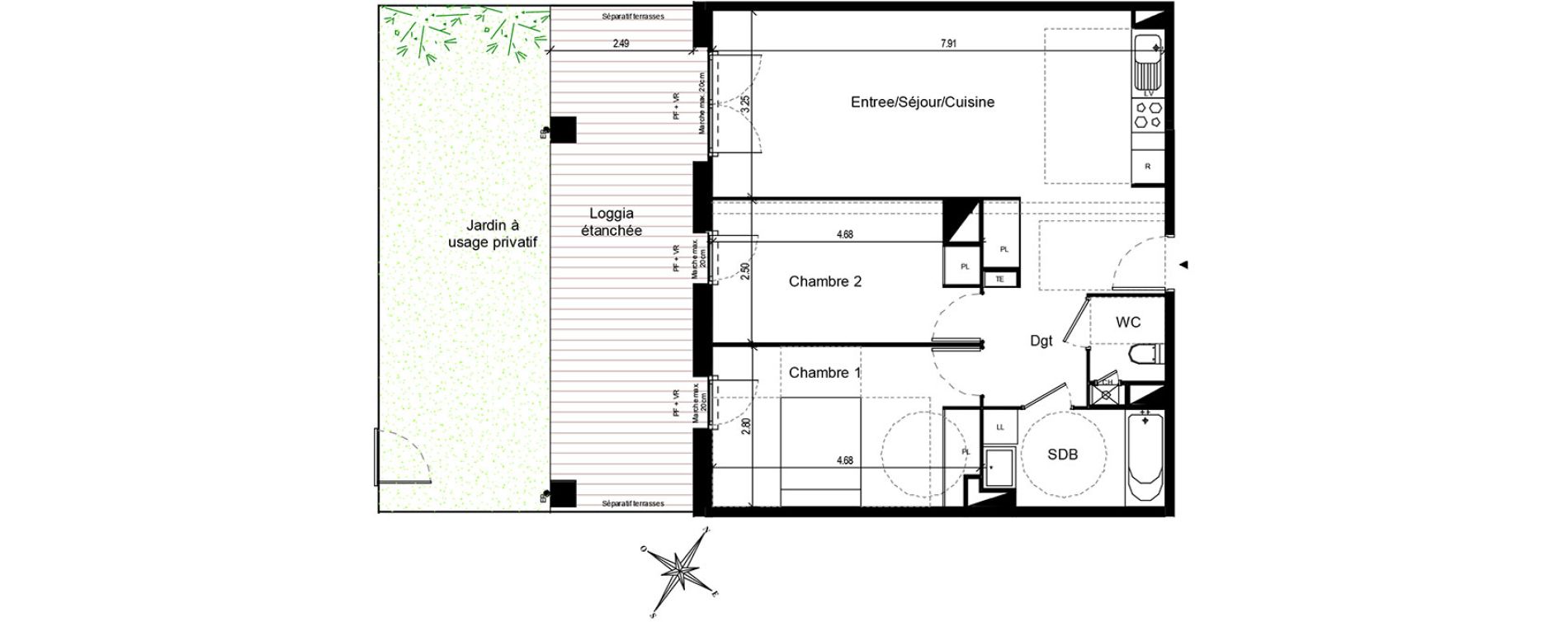 Appartement T3 de 65,76 m2 &agrave; Quint-Fonsegrives Centre