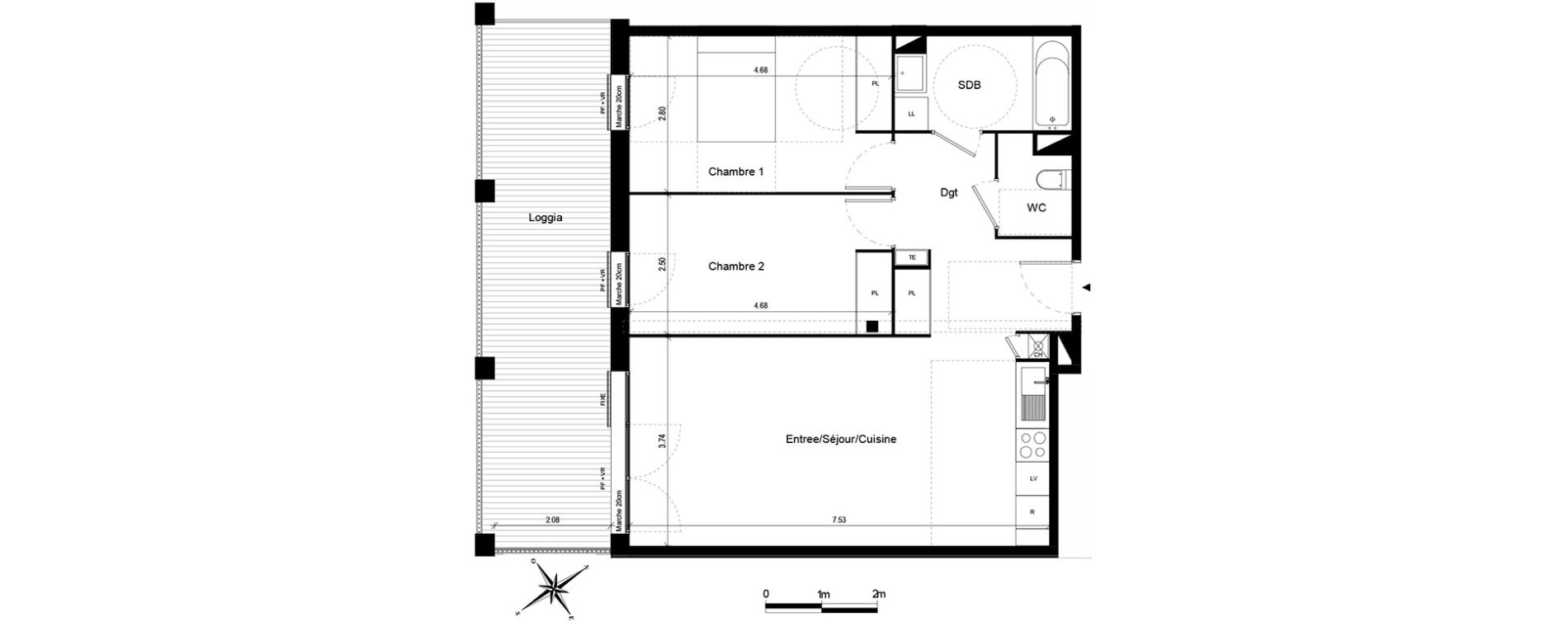 Appartement T3 de 69,26 m2 &agrave; Quint-Fonsegrives Centre