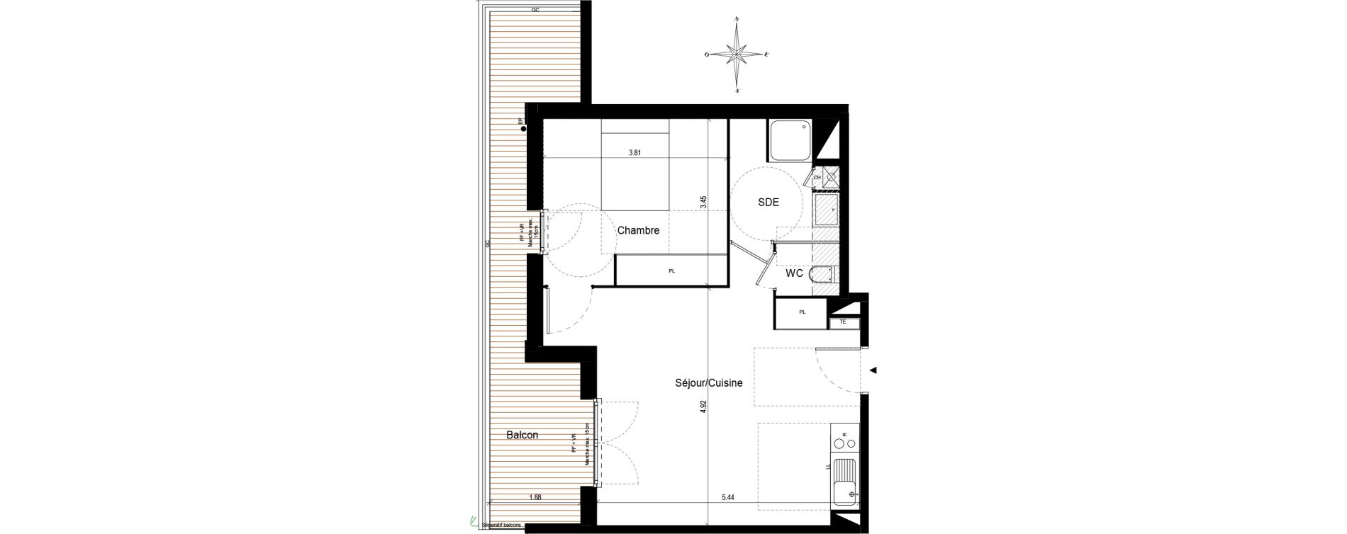 Appartement T2 de 47,48 m2 &agrave; Quint-Fonsegrives Centre