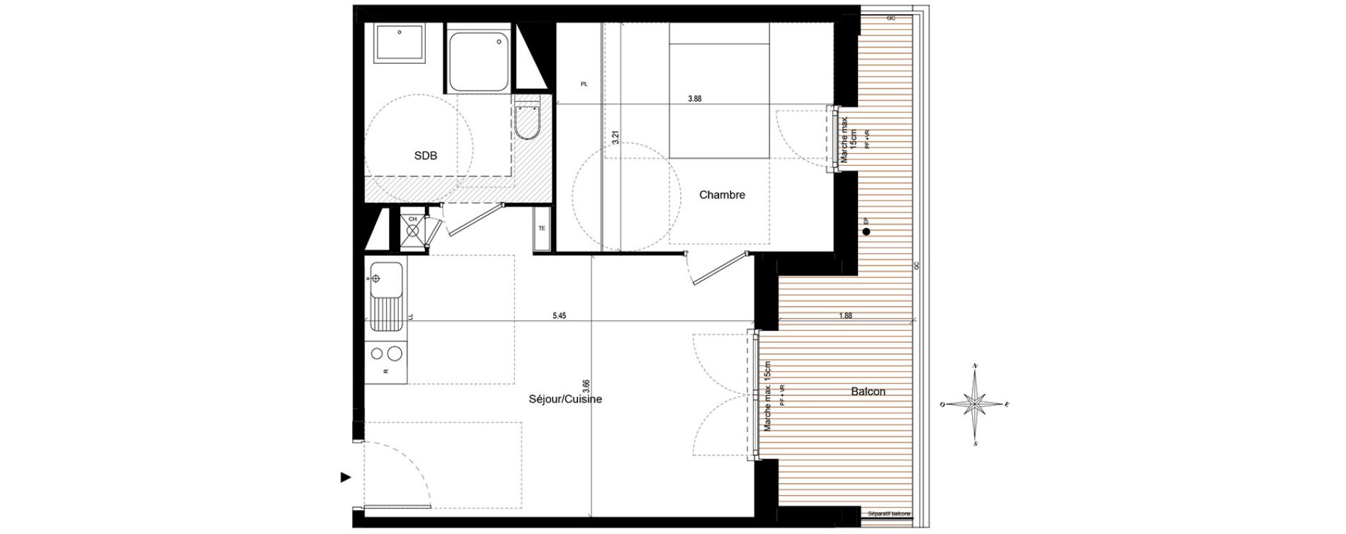Appartement T2 de 39,88 m2 &agrave; Quint-Fonsegrives Centre