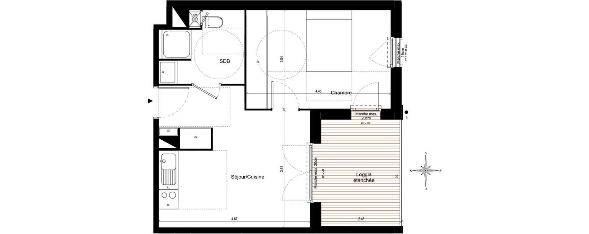 Appartement T2 de 36,90 m2 &agrave; Quint-Fonsegrives Centre