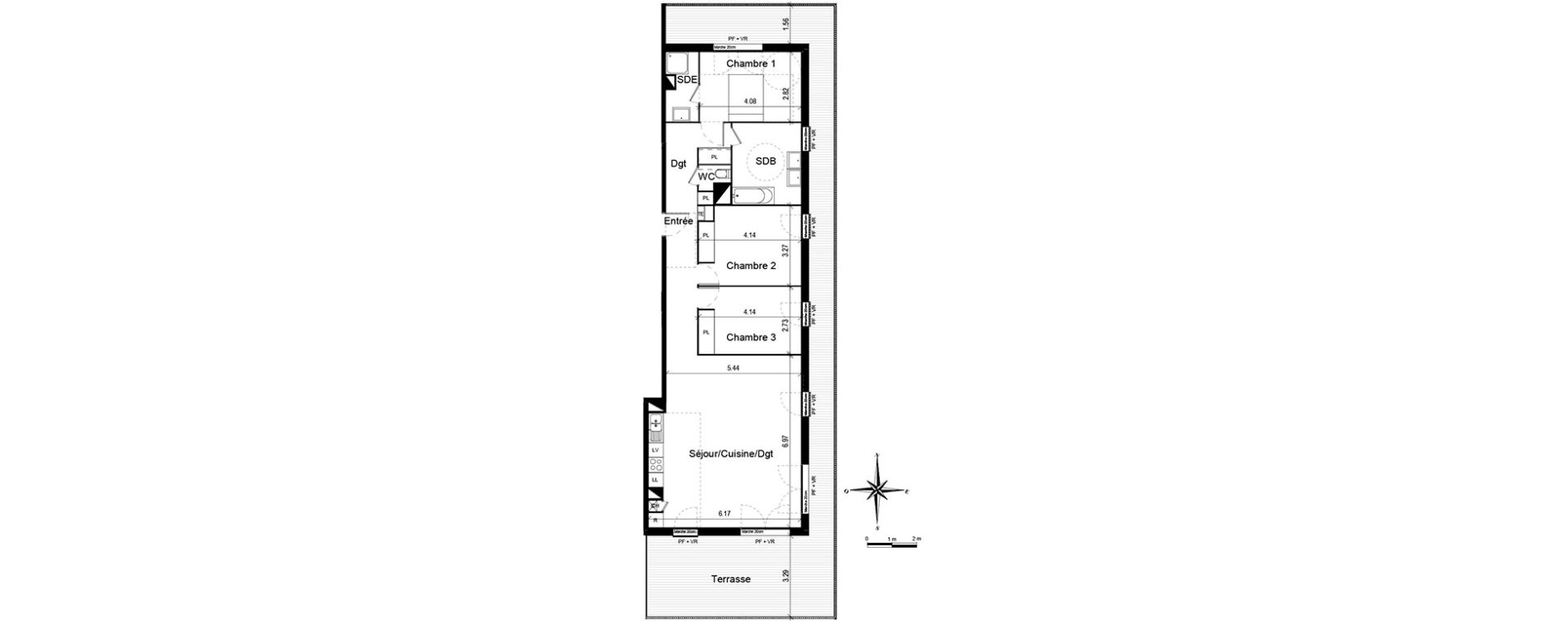 Appartement T4 de 105,19 m2 &agrave; Quint-Fonsegrives Centre