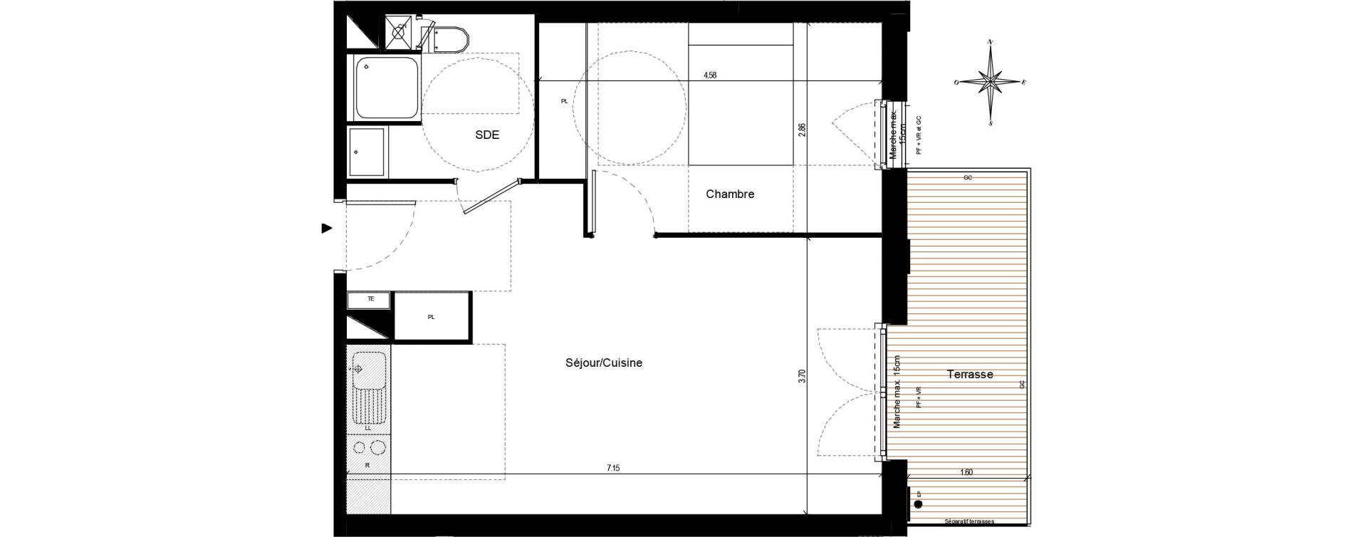 Appartement T2 de 46,15 m2 &agrave; Quint-Fonsegrives Centre