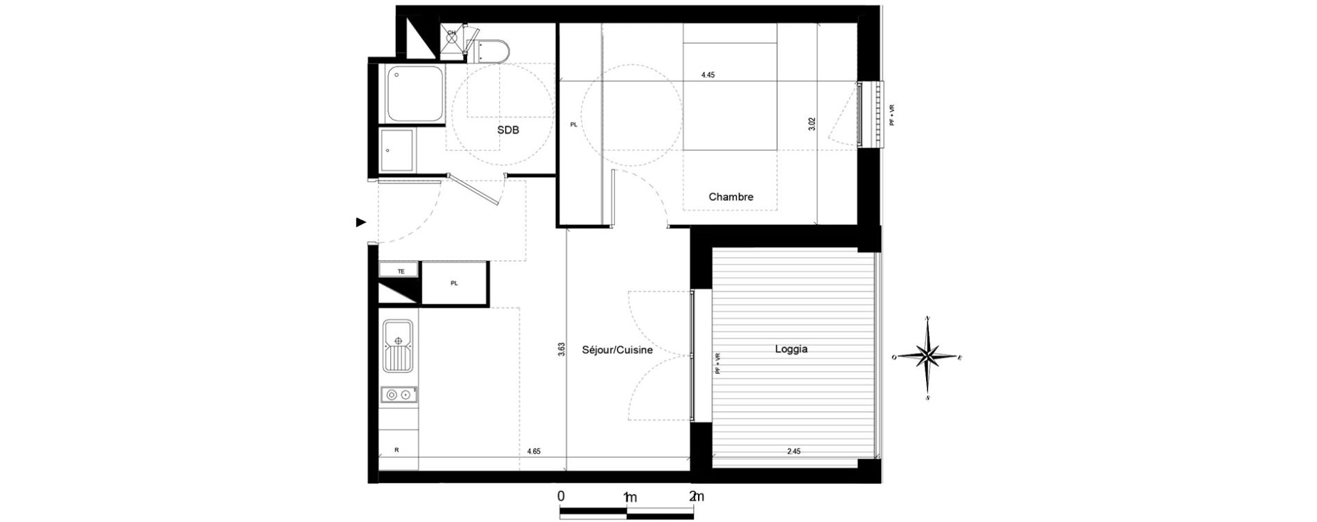 Appartement T2 de 37,29 m2 &agrave; Quint-Fonsegrives Centre