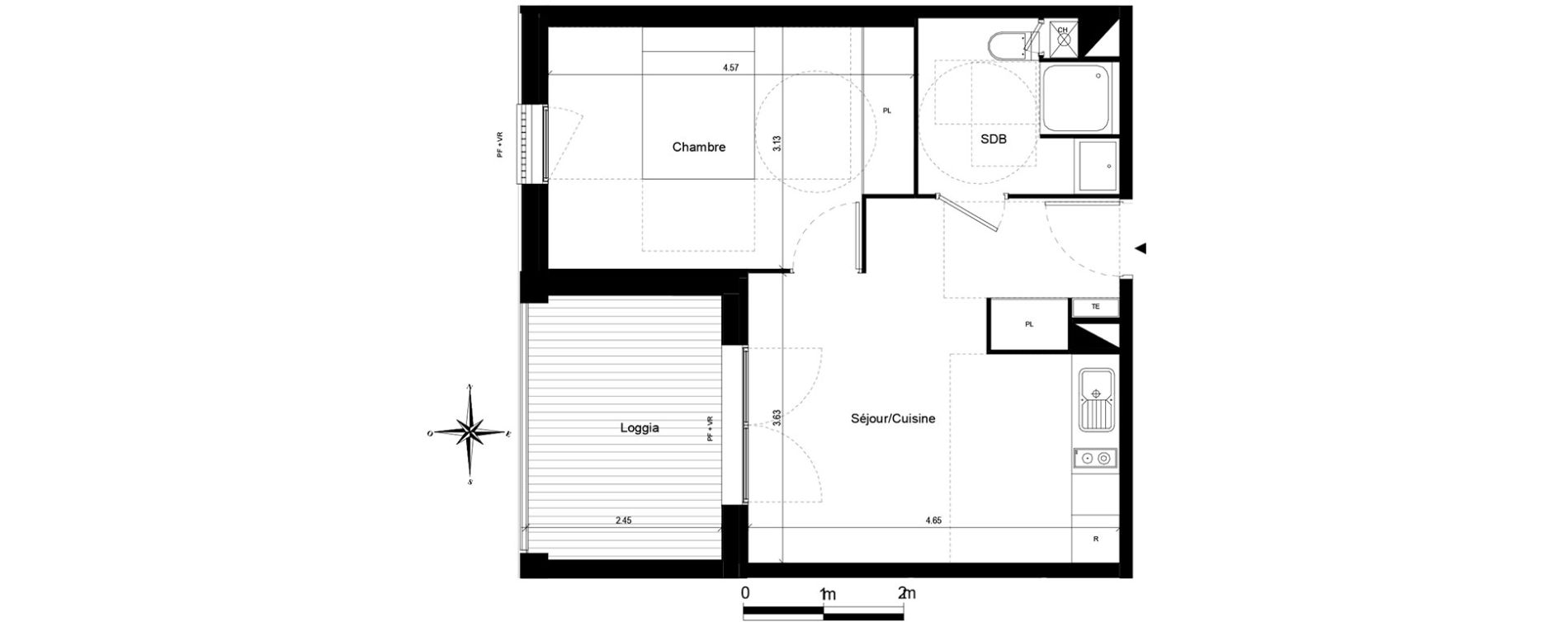 Appartement T2 de 38,05 m2 &agrave; Quint-Fonsegrives Centre