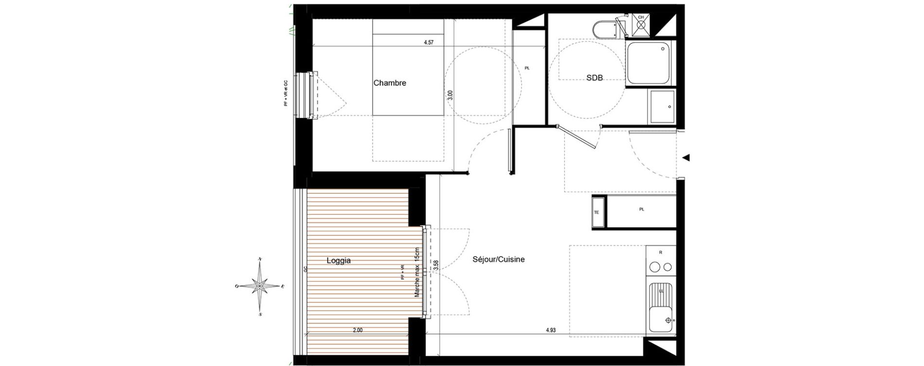Appartement T2 de 38,43 m2 &agrave; Quint-Fonsegrives Centre