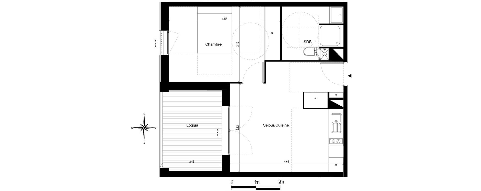 Appartement T2 de 38,25 m2 &agrave; Quint-Fonsegrives Centre