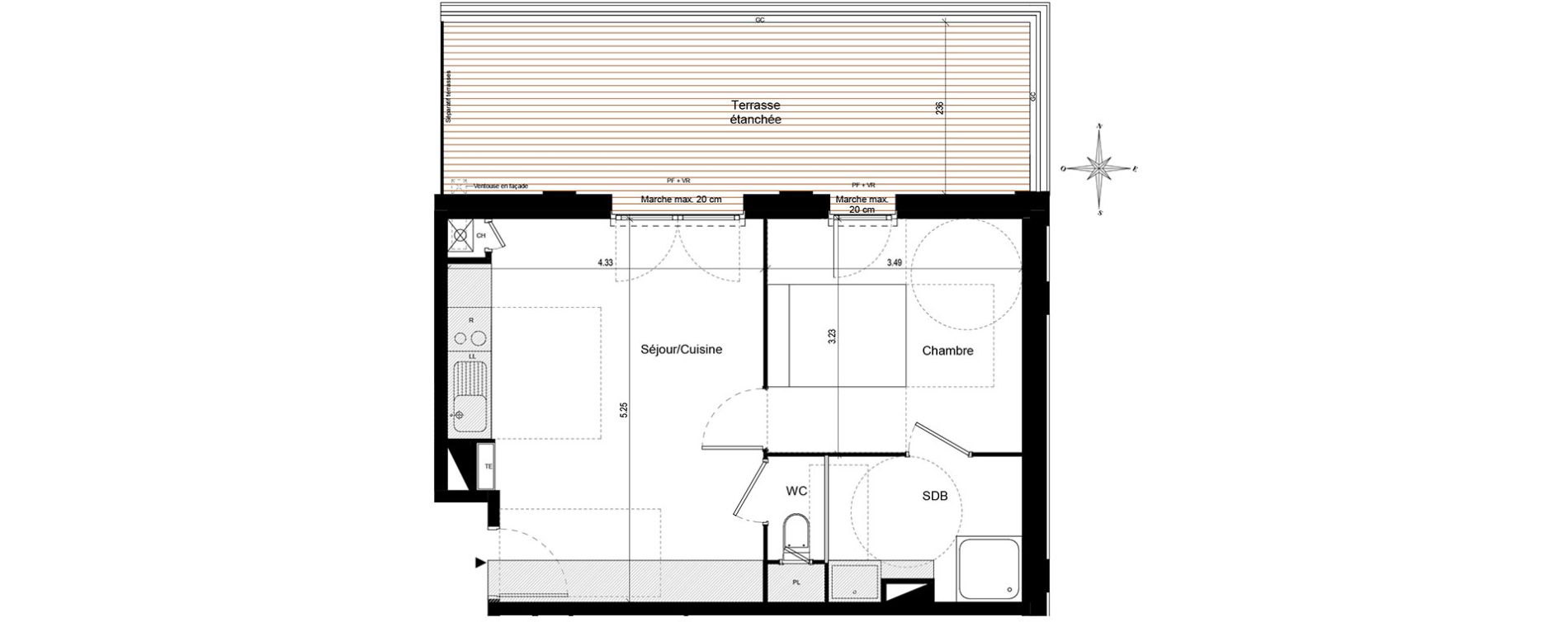 Appartement T2 de 39,09 m2 &agrave; Quint-Fonsegrives Centre
