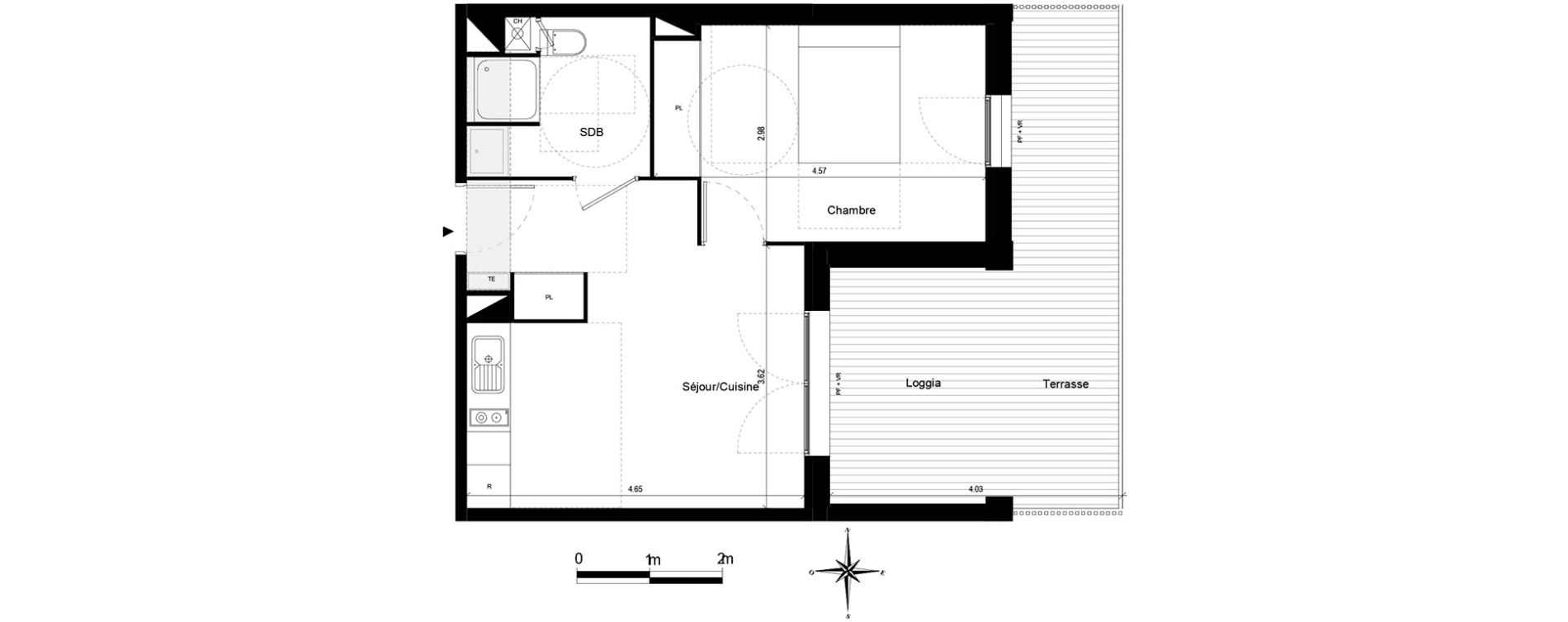 Appartement T2 de 37,64 m2 &agrave; Quint-Fonsegrives Centre