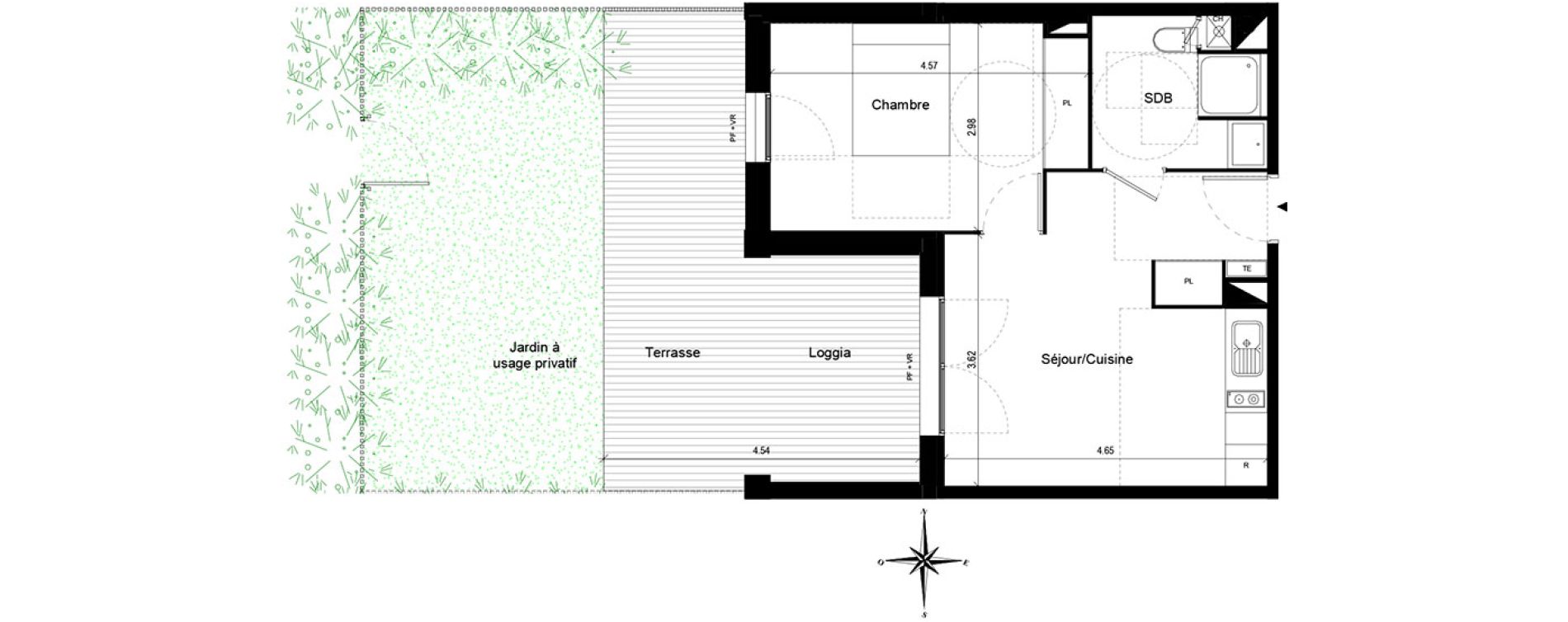 Appartement T2 de 37,63 m2 &agrave; Quint-Fonsegrives Centre