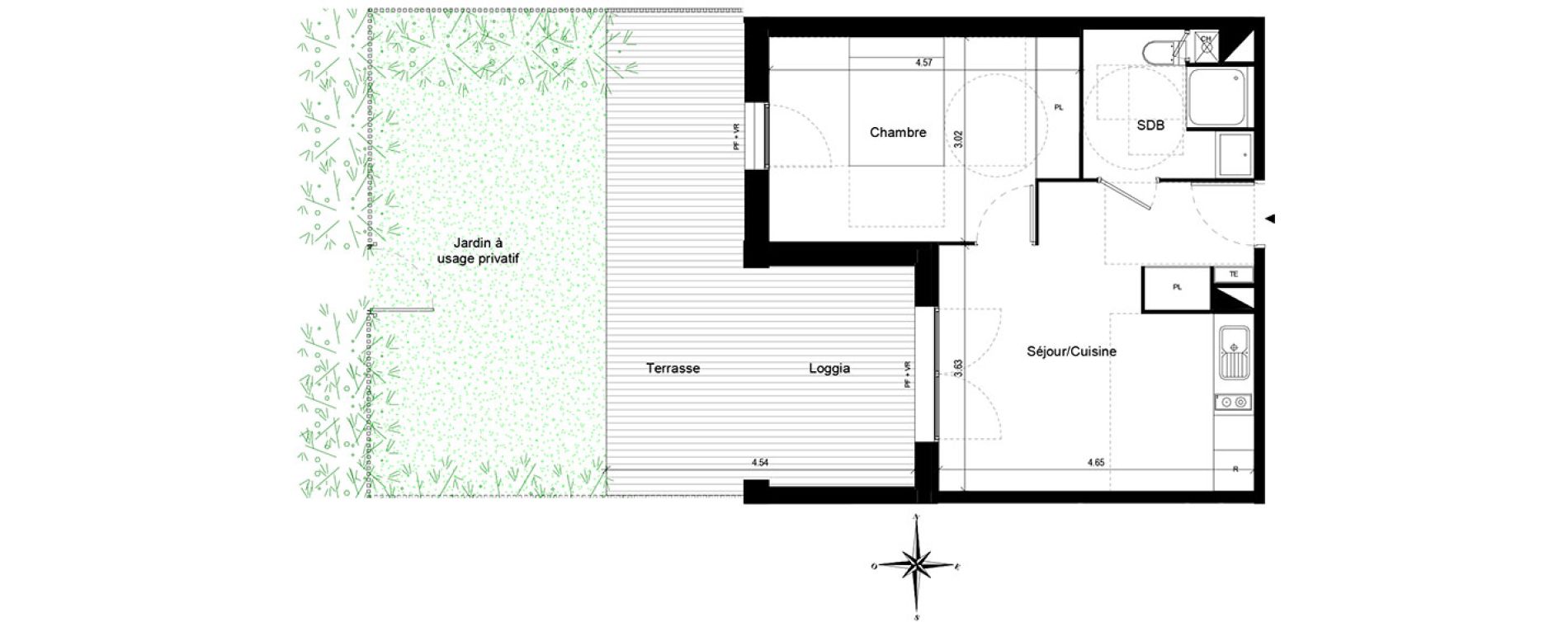 Appartement T2 de 38,05 m2 &agrave; Quint-Fonsegrives Centre
