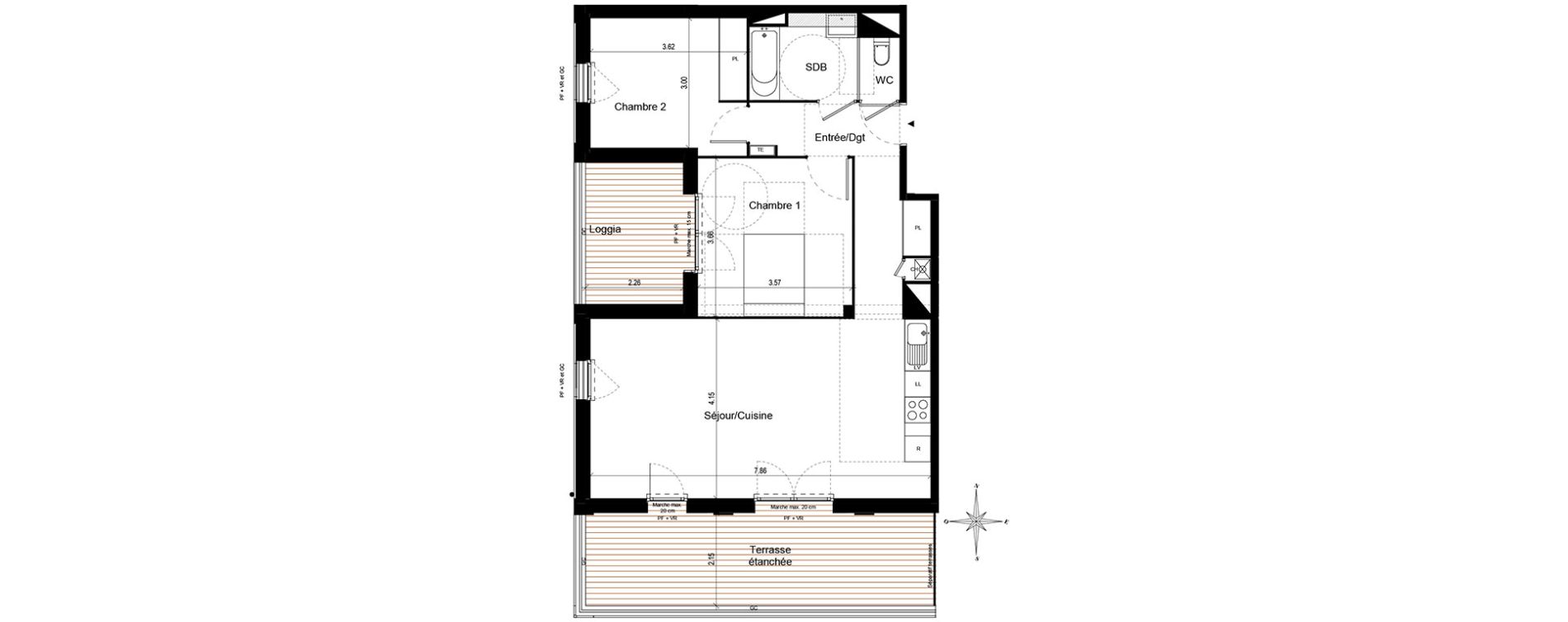 Appartement T3 de 72,46 m2 &agrave; Quint-Fonsegrives Centre