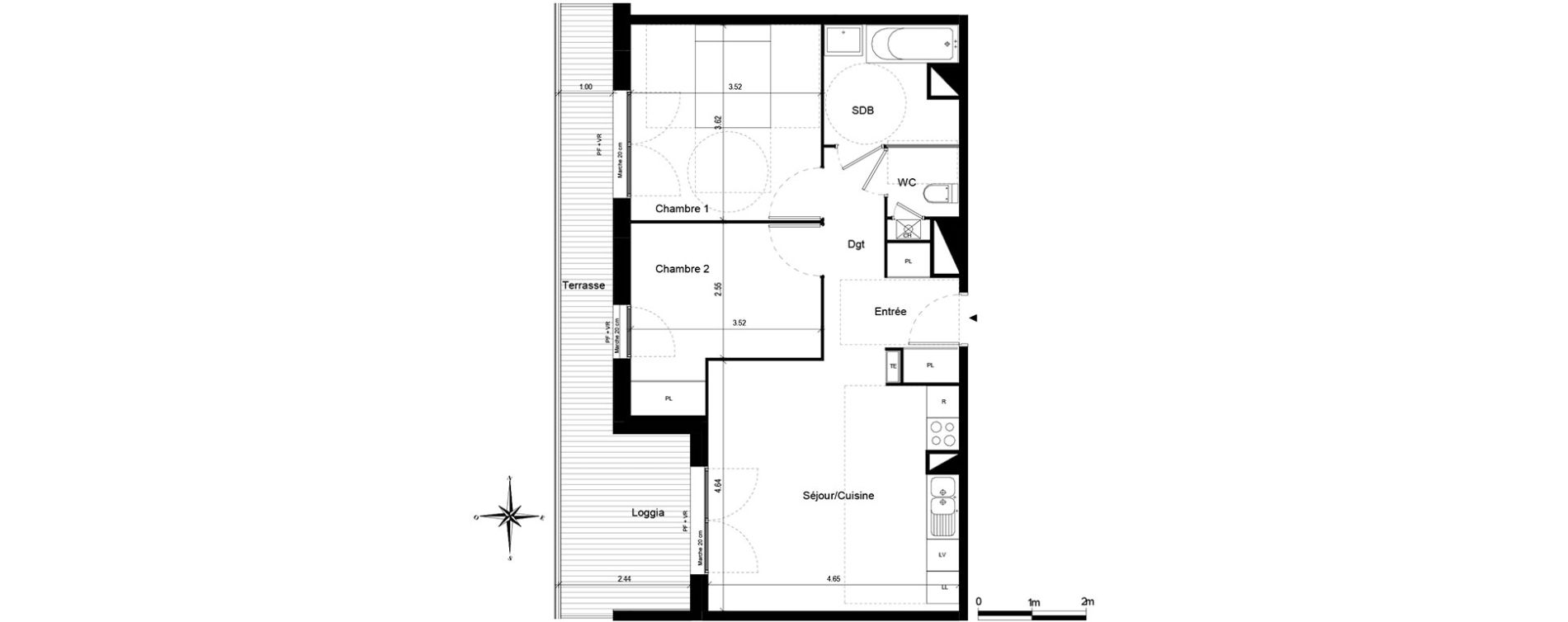 Appartement T3 de 58,62 m2 &agrave; Quint-Fonsegrives Centre