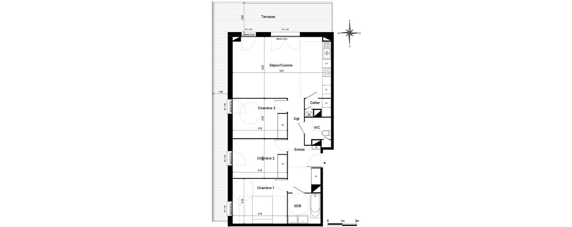 Appartement T4 de 81,17 m2 &agrave; Quint-Fonsegrives Centre