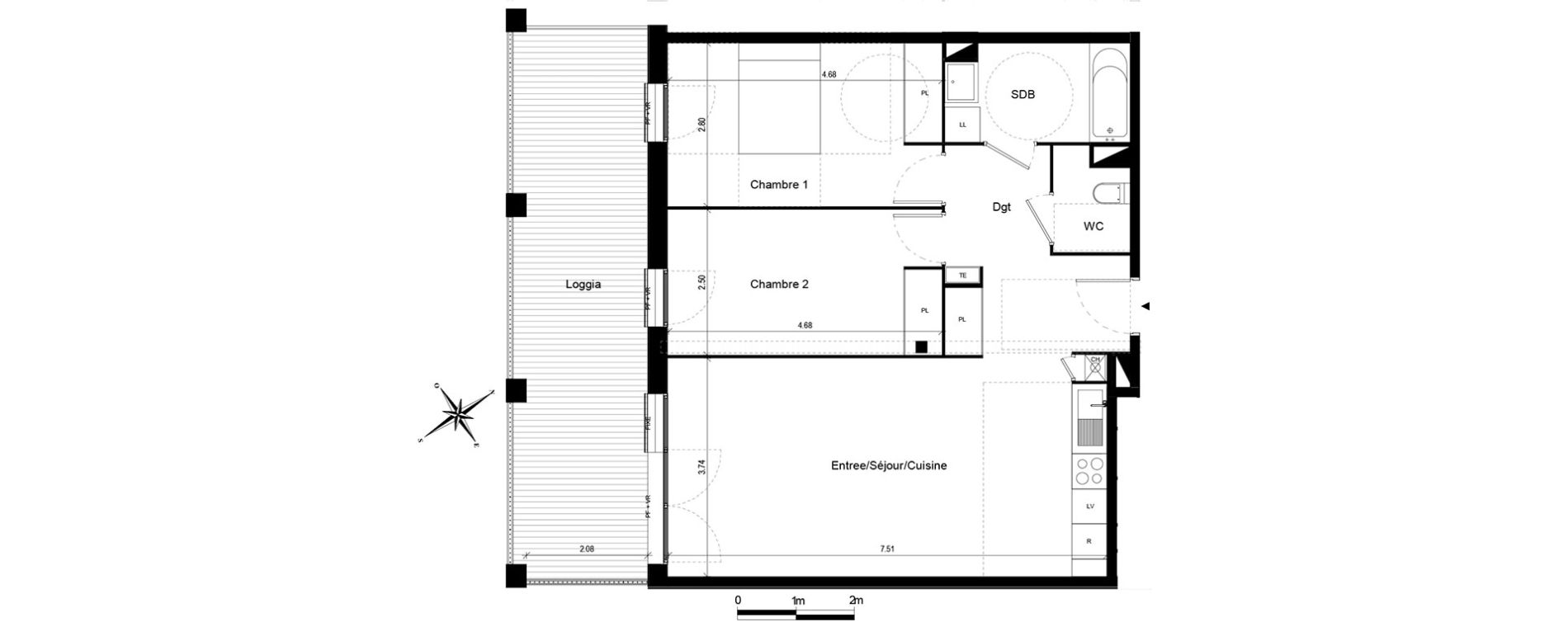 Appartement T3 de 69,21 m2 &agrave; Quint-Fonsegrives Centre