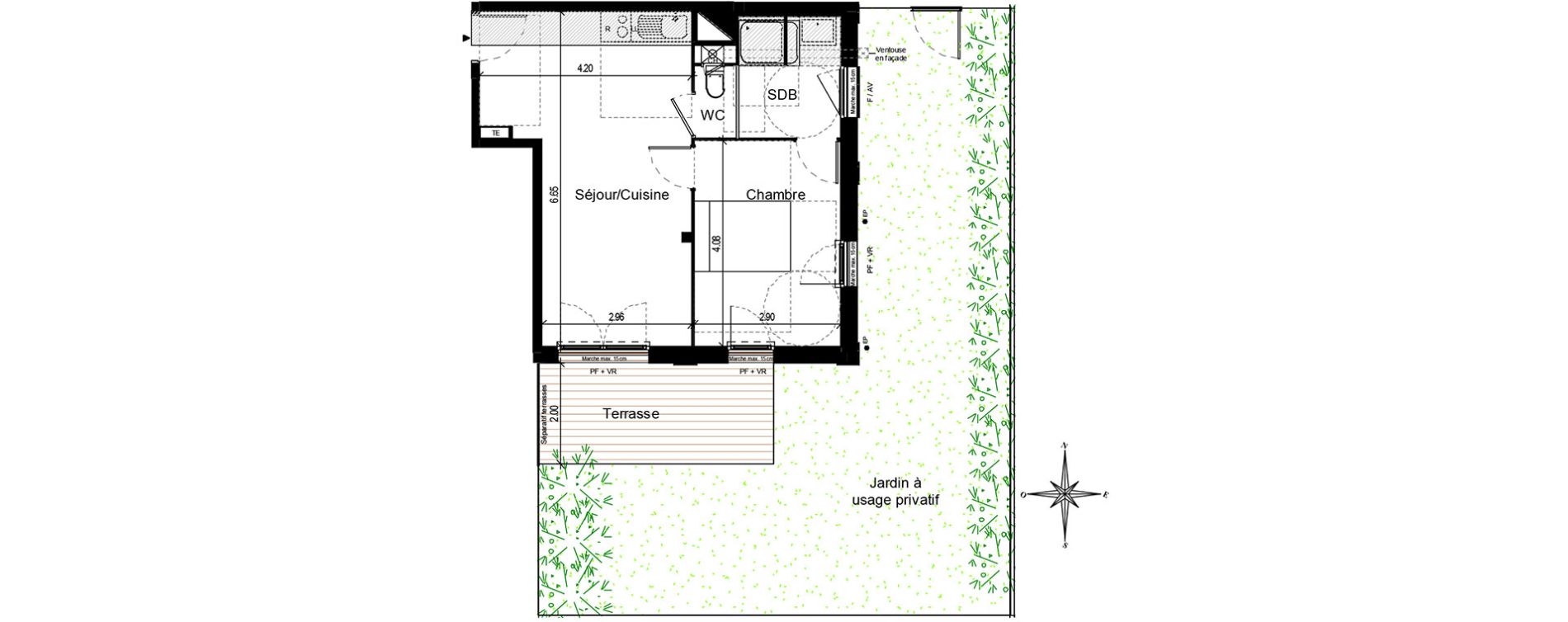 Appartement T2 de 40,90 m2 &agrave; Quint-Fonsegrives Centre