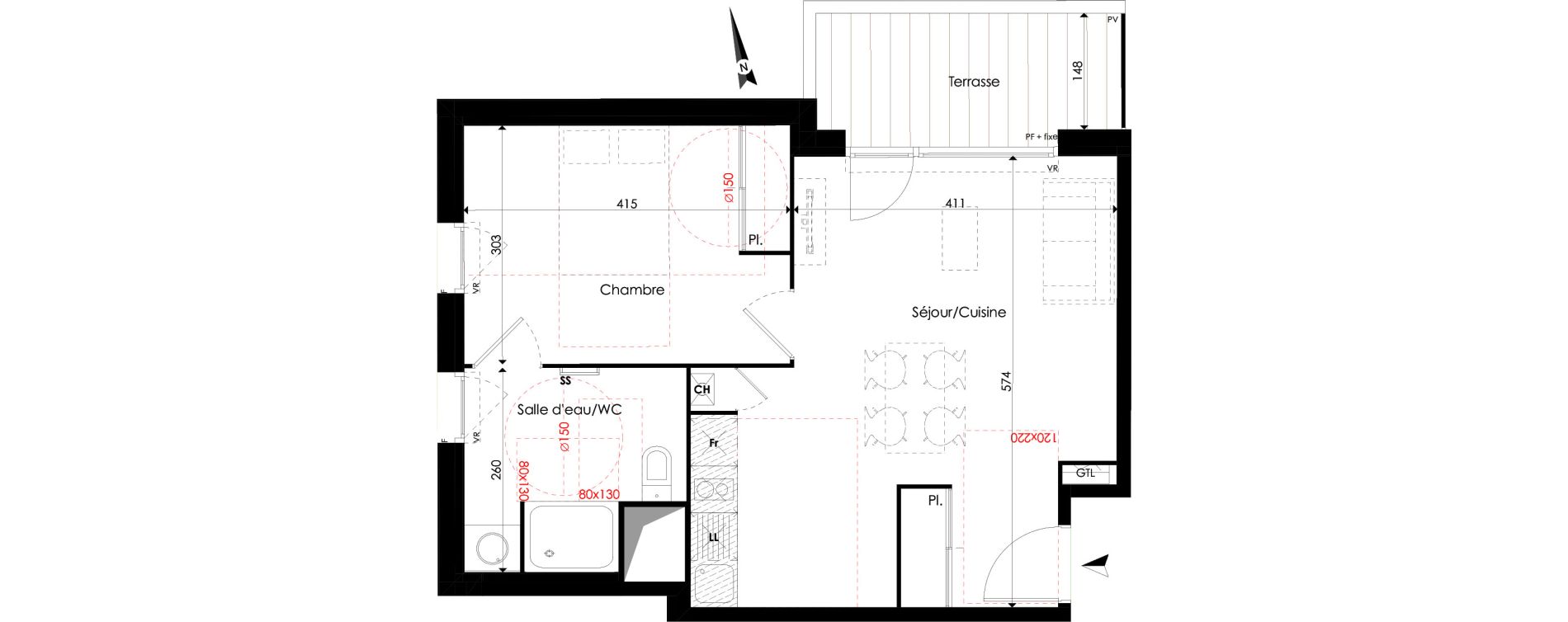Appartement T2 de 45,22 m2 &agrave; Quint-Fonsegrives Centre