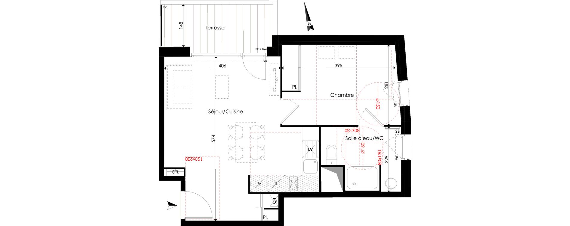 Appartement T2 de 41,84 m2 &agrave; Quint-Fonsegrives Centre