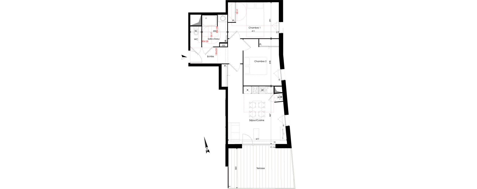 Appartement T3 de 59,75 m2 &agrave; Quint-Fonsegrives Centre