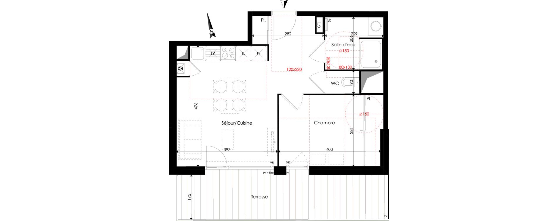 Appartement T2 de 42,28 m2 &agrave; Quint-Fonsegrives Centre