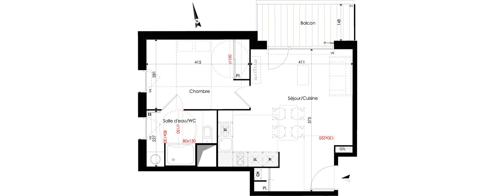 Appartement T2 de 42,00 m2 &agrave; Quint-Fonsegrives Centre
