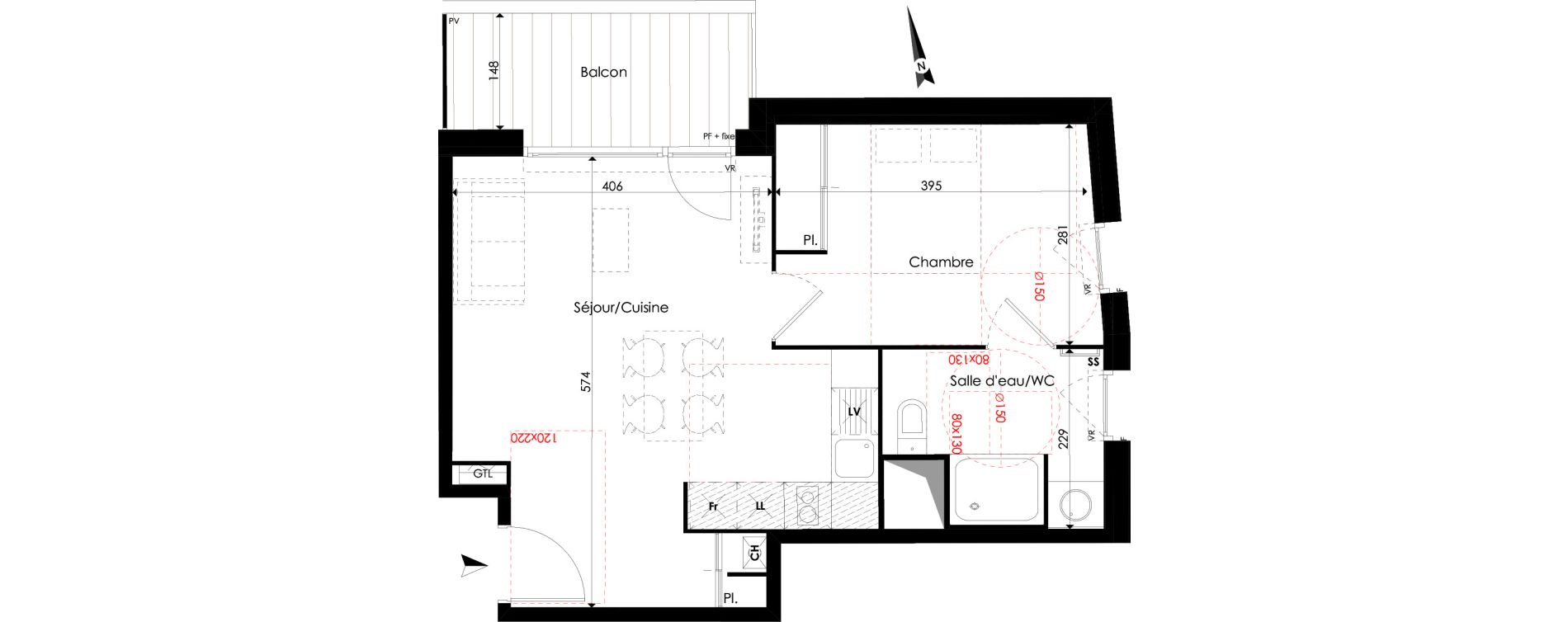 Appartement T2 de 41,81 m2 &agrave; Quint-Fonsegrives Centre
