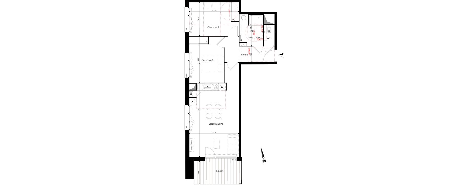 Appartement T3 de 62,91 m2 &agrave; Quint-Fonsegrives Centre