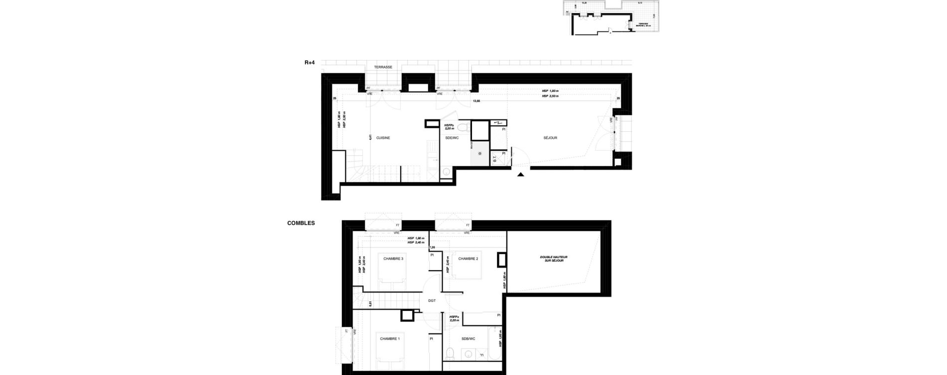 Duplex T4 de 90,46 m2 &agrave; Quint-Fonsegrives Centre