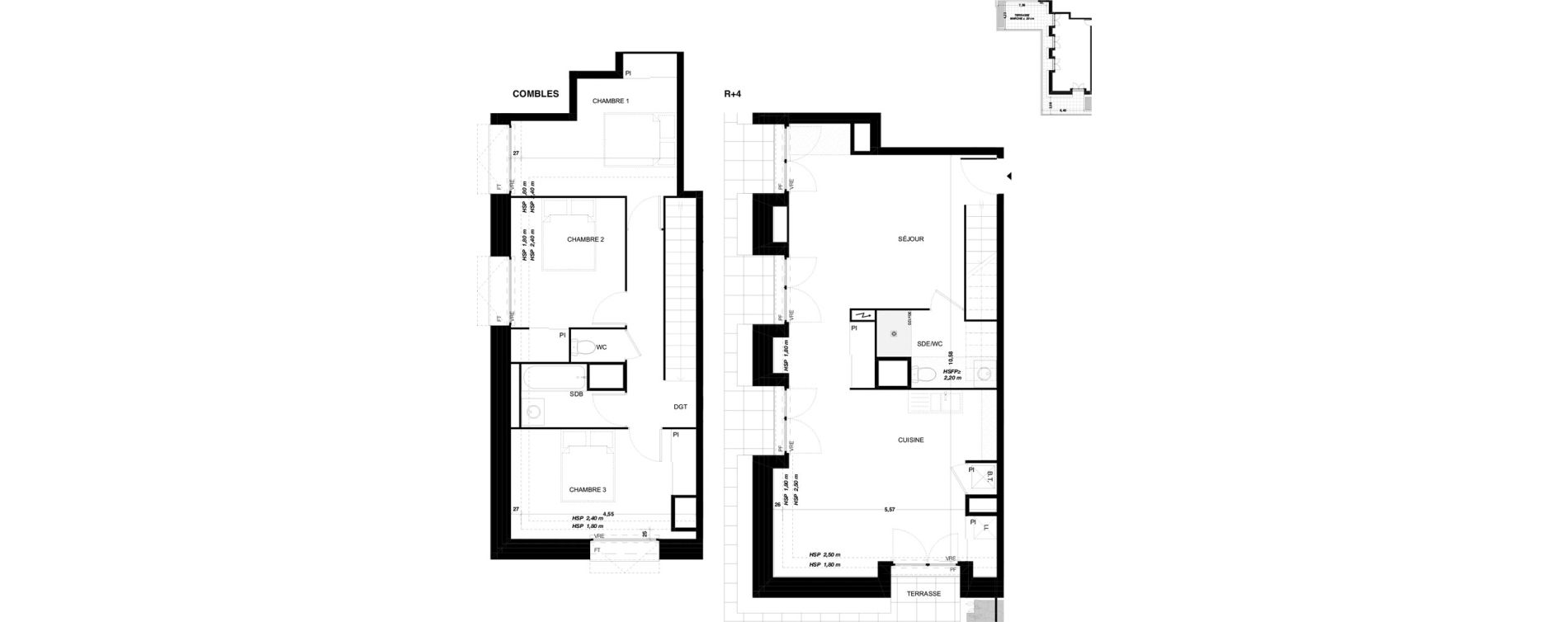 Duplex T4 de 100,02 m2 &agrave; Quint-Fonsegrives Centre