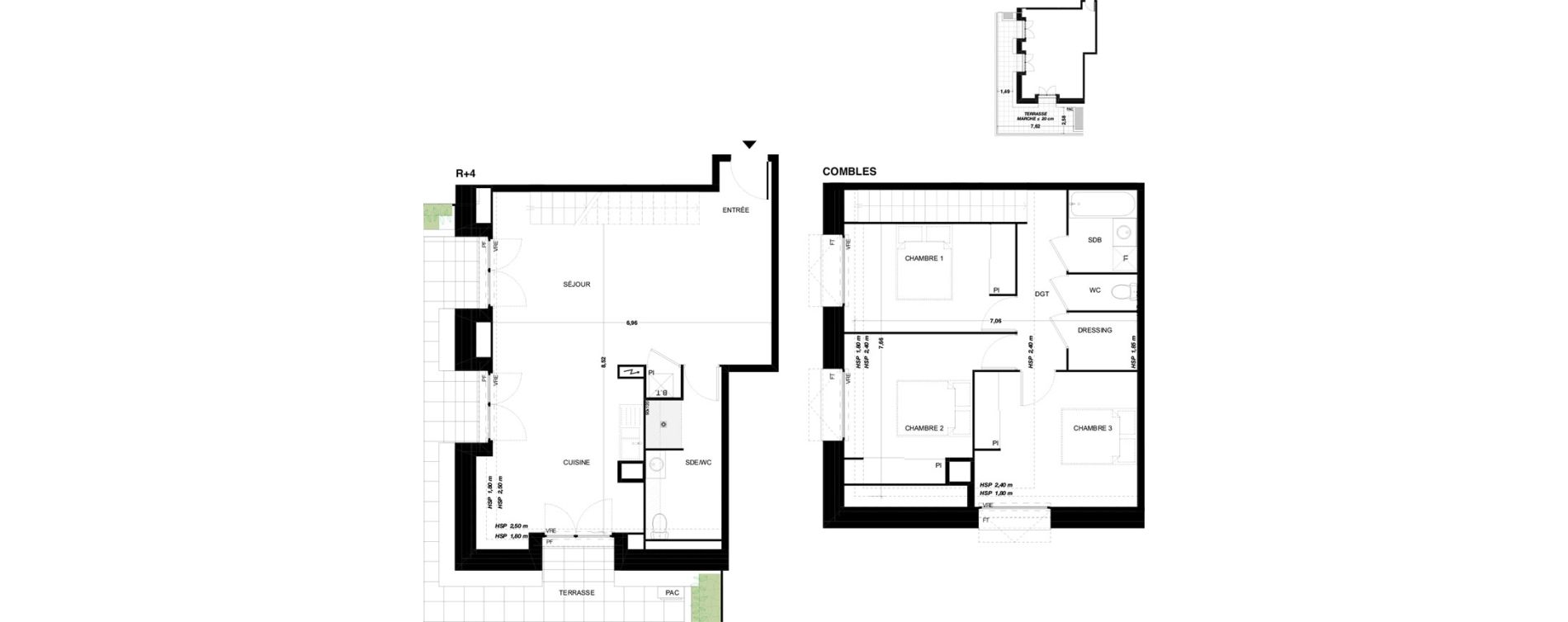 Duplex T4 de 100,14 m2 &agrave; Quint-Fonsegrives Centre