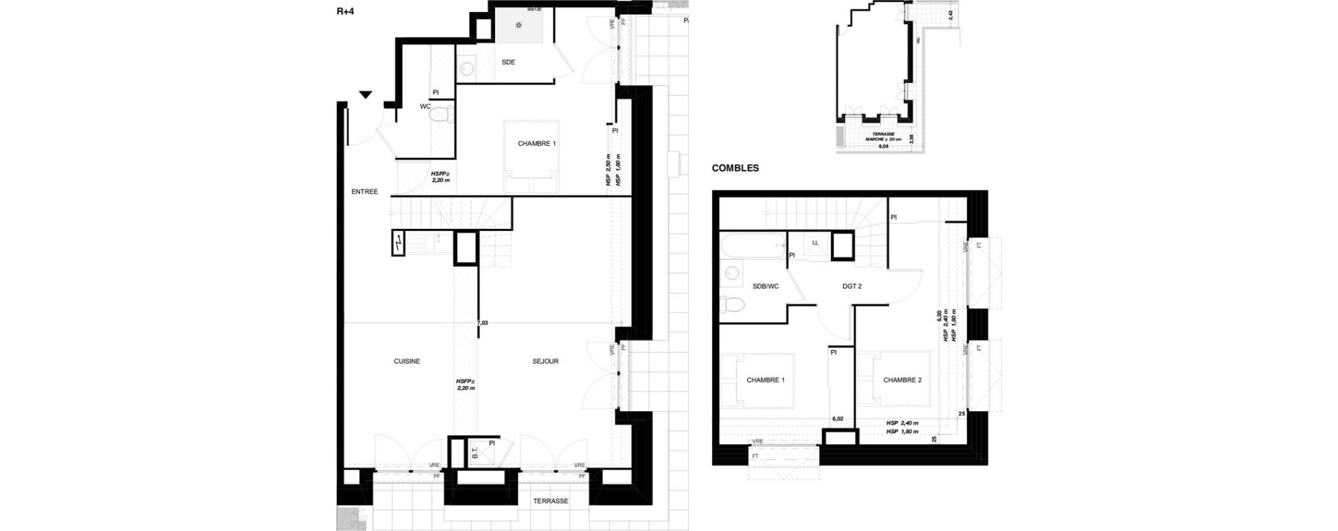 Duplex T4 de 100,72 m2 &agrave; Quint-Fonsegrives Centre