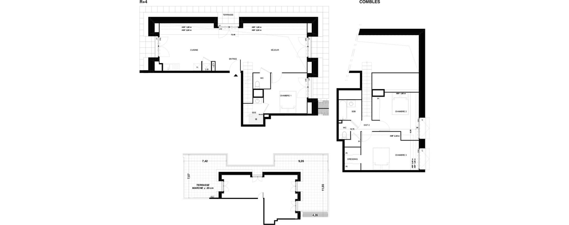 Duplex T4 de 100,82 m2 &agrave; Quint-Fonsegrives Centre